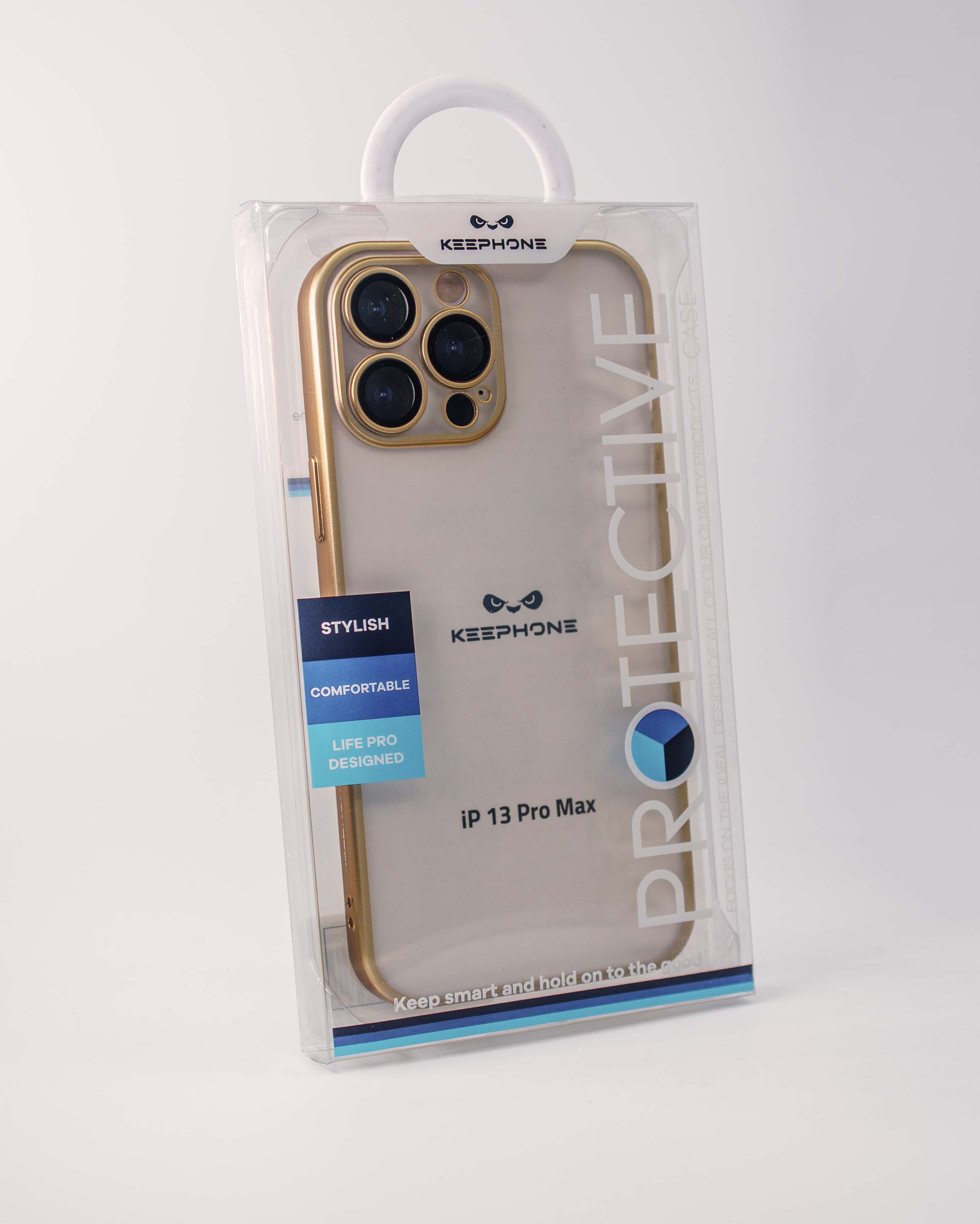 Чехол KeepHone iPhone 13 Pro Max с защитной линзой, золото