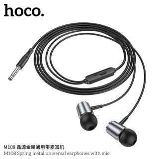 Наушники HOCO M108 Spring metal с микрофоном, черные