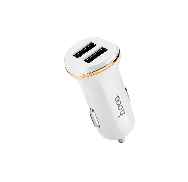 Автомобильный адаптер HOCO Z1 (2 USB 2100+2100) без кабеля, белый
