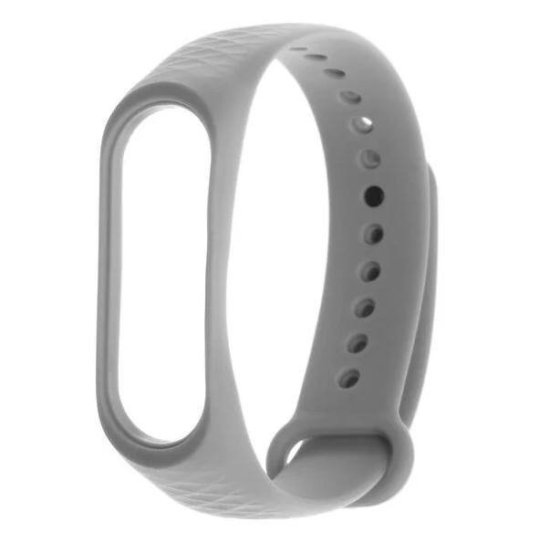 Ремешок силиконовый для Mi Band 3/ 4 рельефный, серый
