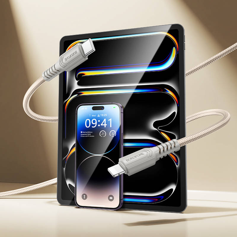 USB-C кабель BOROFONE BX116 Certain PD Type-C to Lightning (100см., нейлон), белый