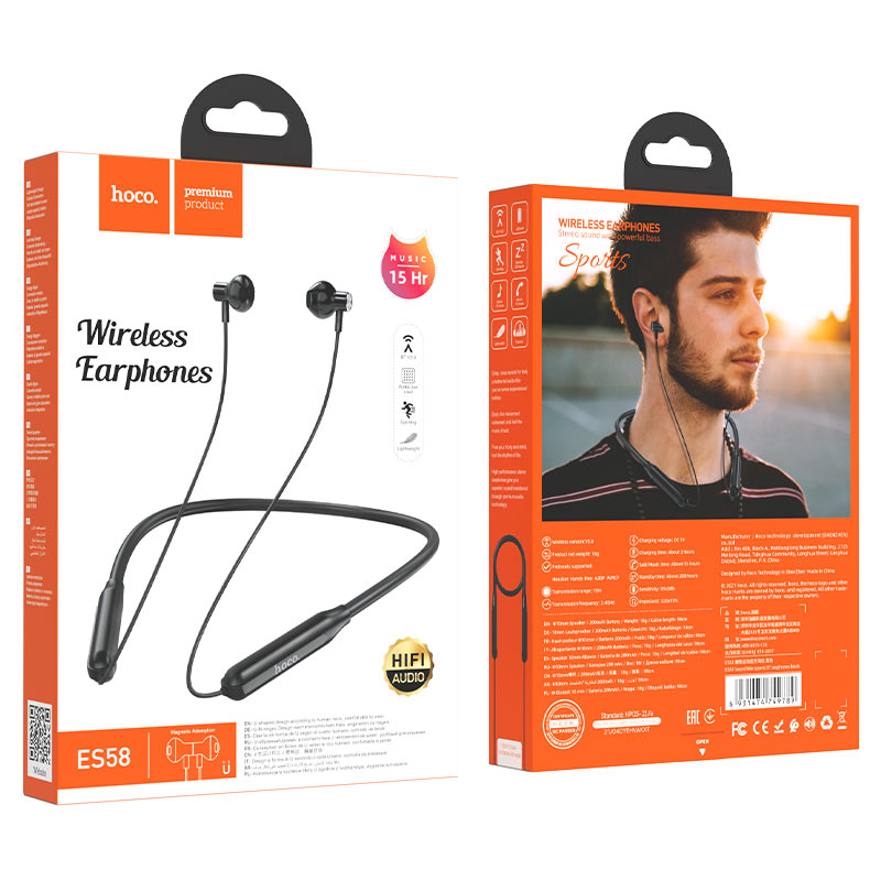 Беспроводные наушники HOCO ES58 Sound tide sports BT earphones, черные