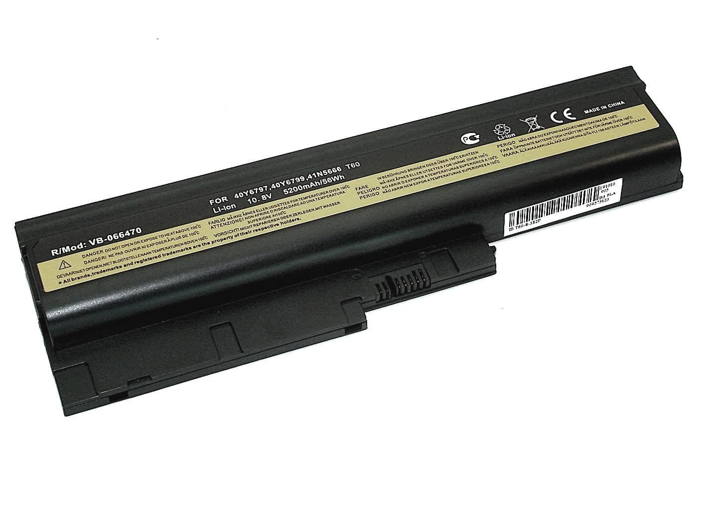 АКБ для ноутбука Lenovo ThinkPad T60/T60P/T61 10.8V 5200mAh (OEM) черная