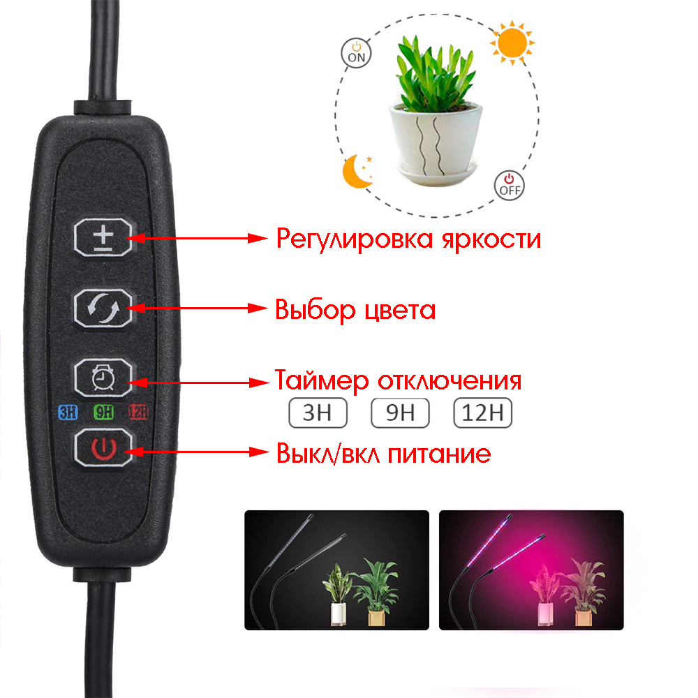 Фито-лампа Огонек OG-LDP16 (5Вт, USB) розовая