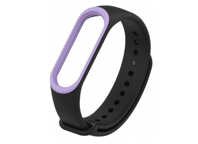 Ремешок силиконовый для Mi Band 5/ 6, черно-сиреневый