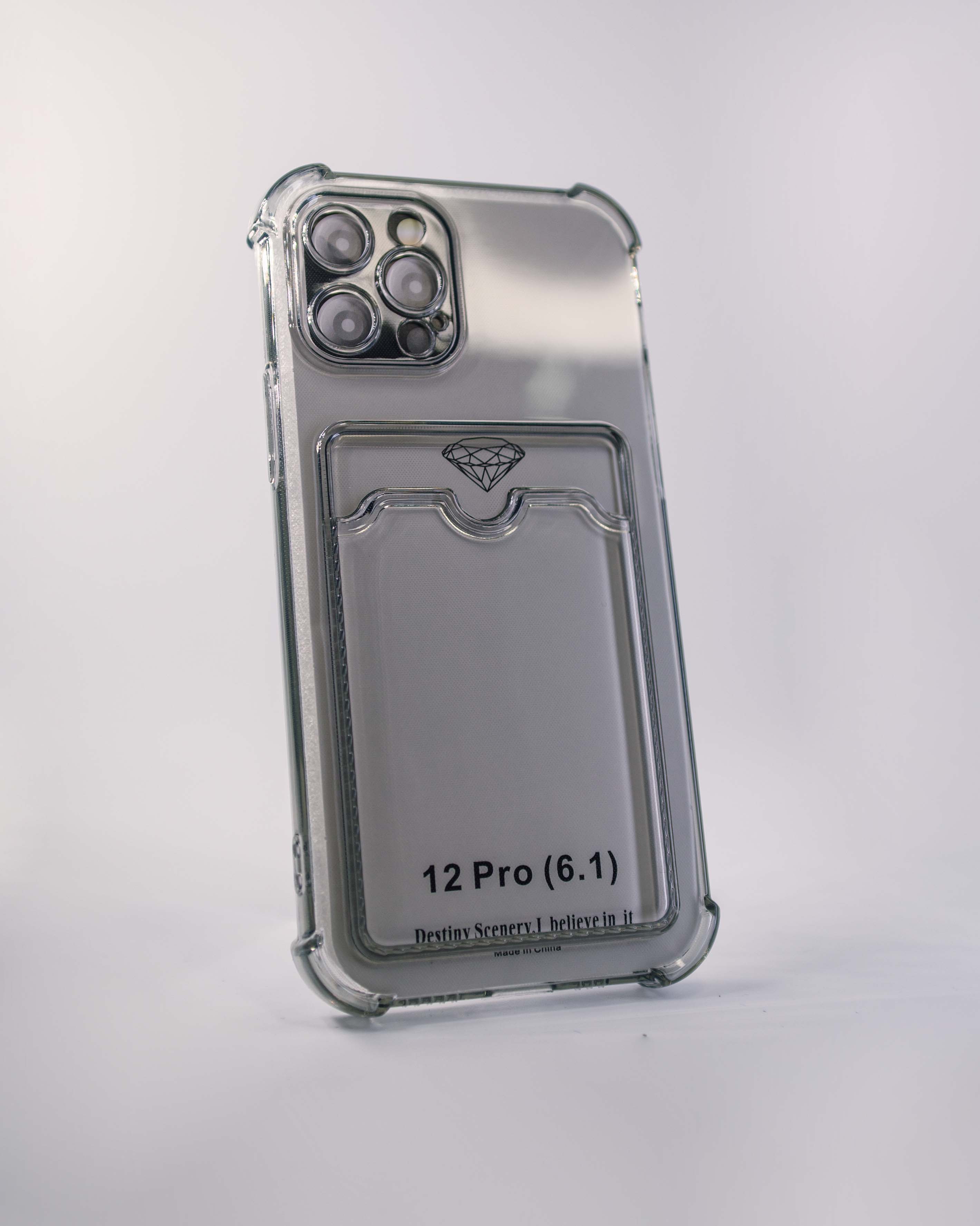 Чехол силиконовый с визитницей iPhone 12/ 12 Pro, черный