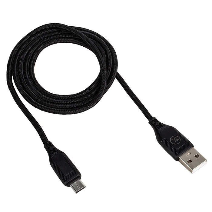USB кабель micro USB XO NB-235, 2,4А, нейлон, 1,0 м, черный.