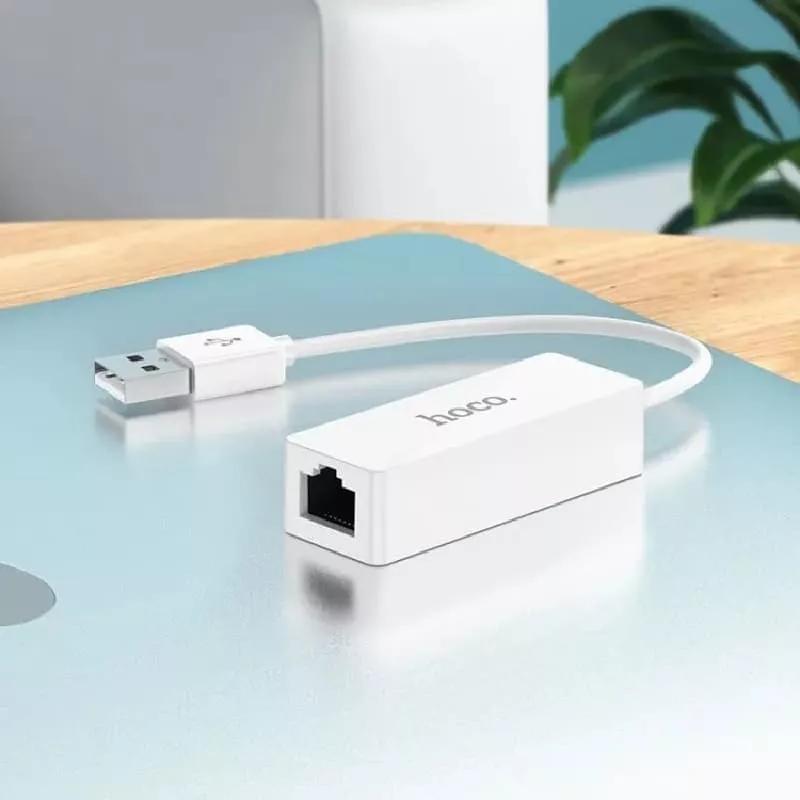 Адаптер переходник с USB на RJ45 Ethernet интернет 100Mbit Hoco UA22, белый