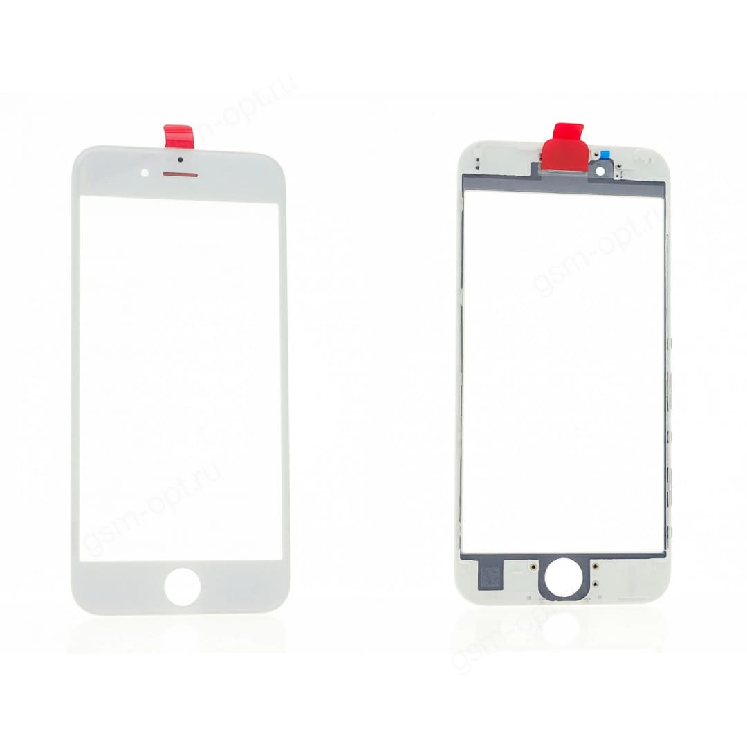 Стекло дисплея для переклейки iPhone 6S в рамке, белое