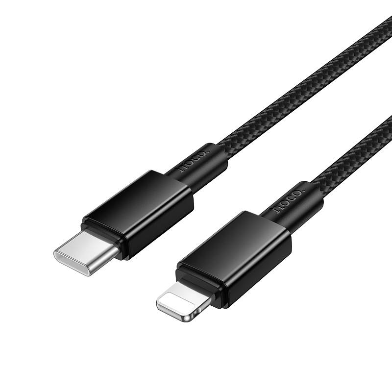USB-C кабель HOCO X119 Energy PD27W Type-C to Lightning, нейлон, (100см), черный