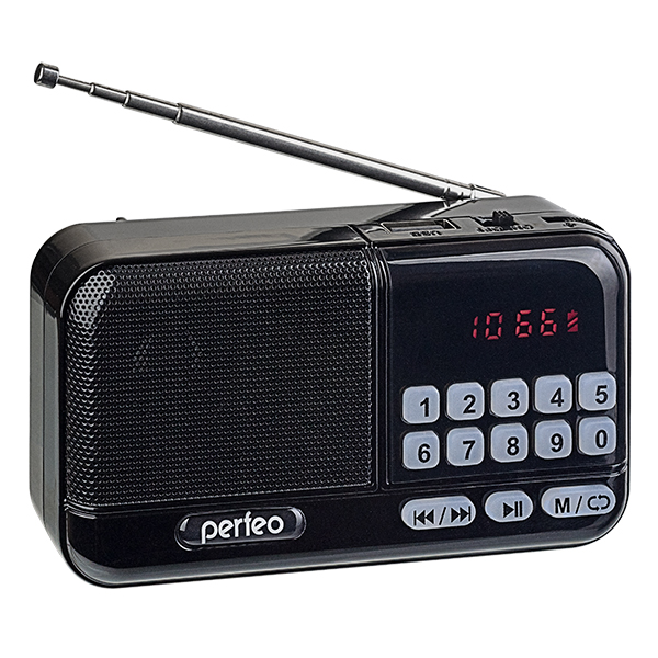 Радиоприемник цифровой Perfeo ASPEN FM+ 87.5-108МГц/ MP3/ питание USB или 18650, черная