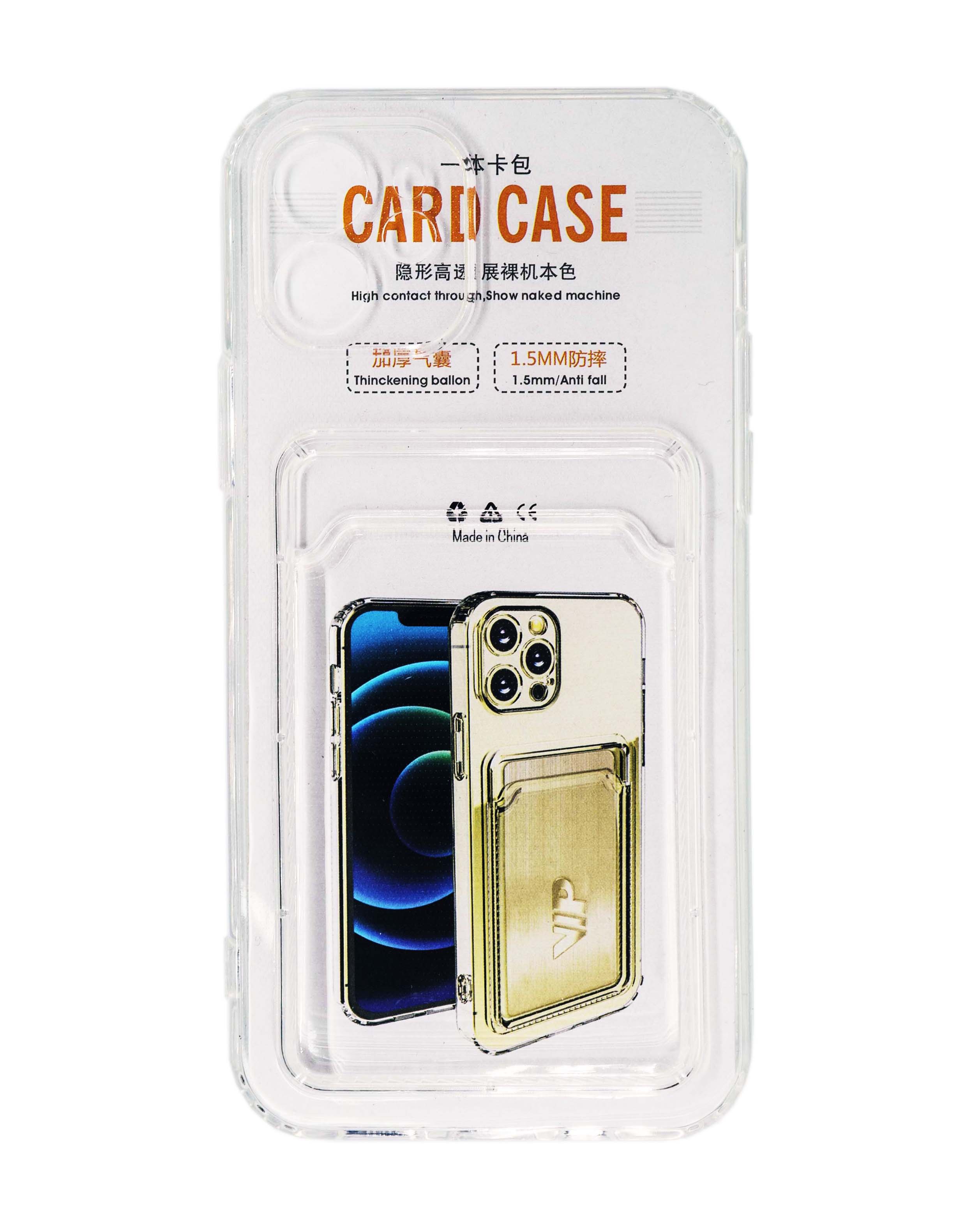 Чехол силиконовый с визитницей iPhone 12, прозрачный