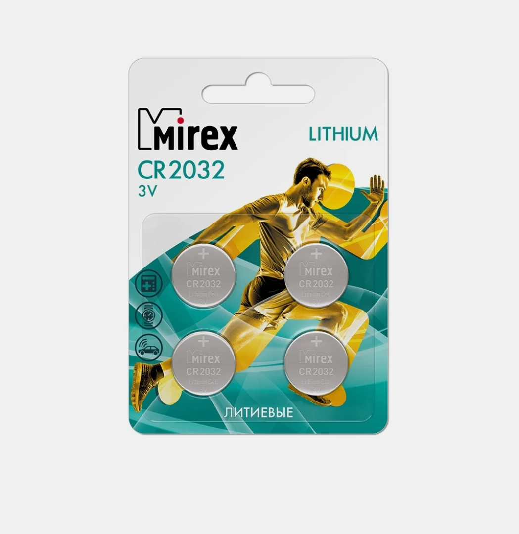 Батарейка Mirex CR2032 (3V, литиевая) упаковка 4шт