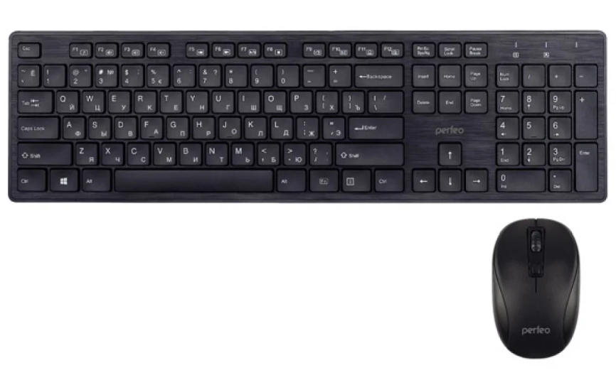 Комплект клавиатура беспроводная и мышь беспроводная Perfeo TWIN , черный