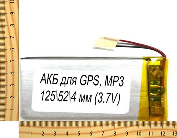 АКБ универсальная на проводах 125/ 52/ 4 мм (3.7V)
