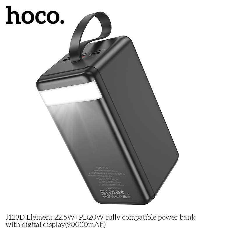 Внешний аккумулятор Power Bank 90000 mAh HOCO J123D Element 22.5W + PD20W, черный