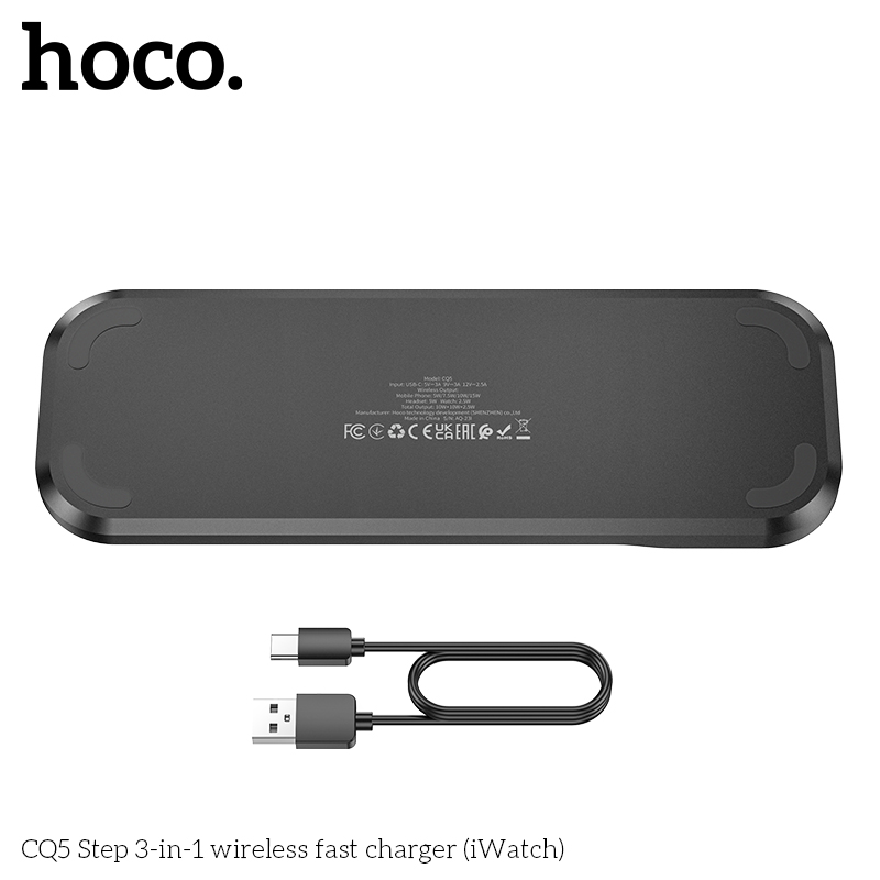 Беспроводное зарядное устройство HOCO CQ5 Step 3-in-1 Wireless fast Charger (iWatch), черный