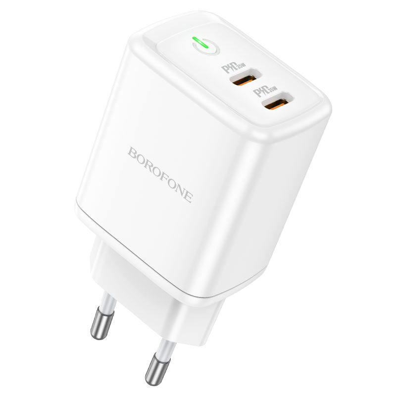 Сетевой адаптер BOROFONE BN9 Reacher (2 Type-C, 35W) без кабеля, белый