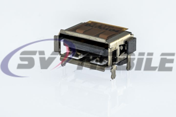 Разъем USB 2.0 для ноутбука USB-UA-002-04 одинарный (13*5*10мм), ножки в плату, установка на плату