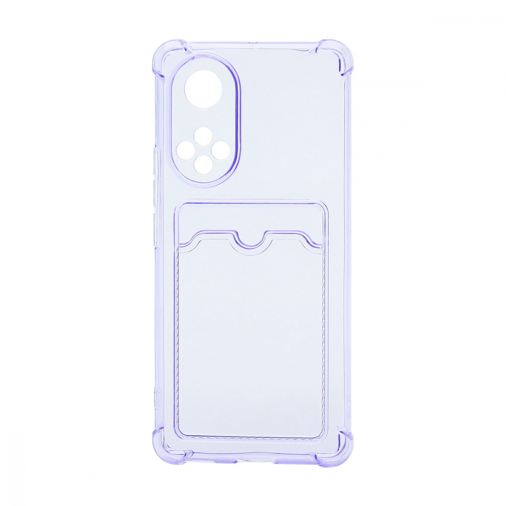 Чехол силиконовый противоударный с визитницей Huawei Honor 50/ Nova 9 прозрачный сиреневый