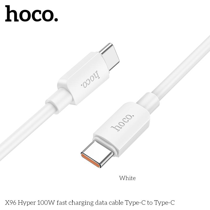 USB-C кабель HOCO X96 Hyper 60W быстрая зарядка Type-С to Type-С (100см), белый