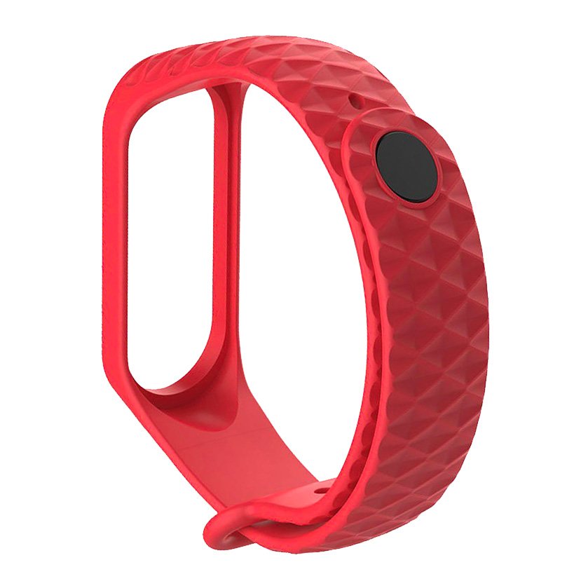 Ремешок силиконовый для Mi Band 3/ 4 рельефный, красный