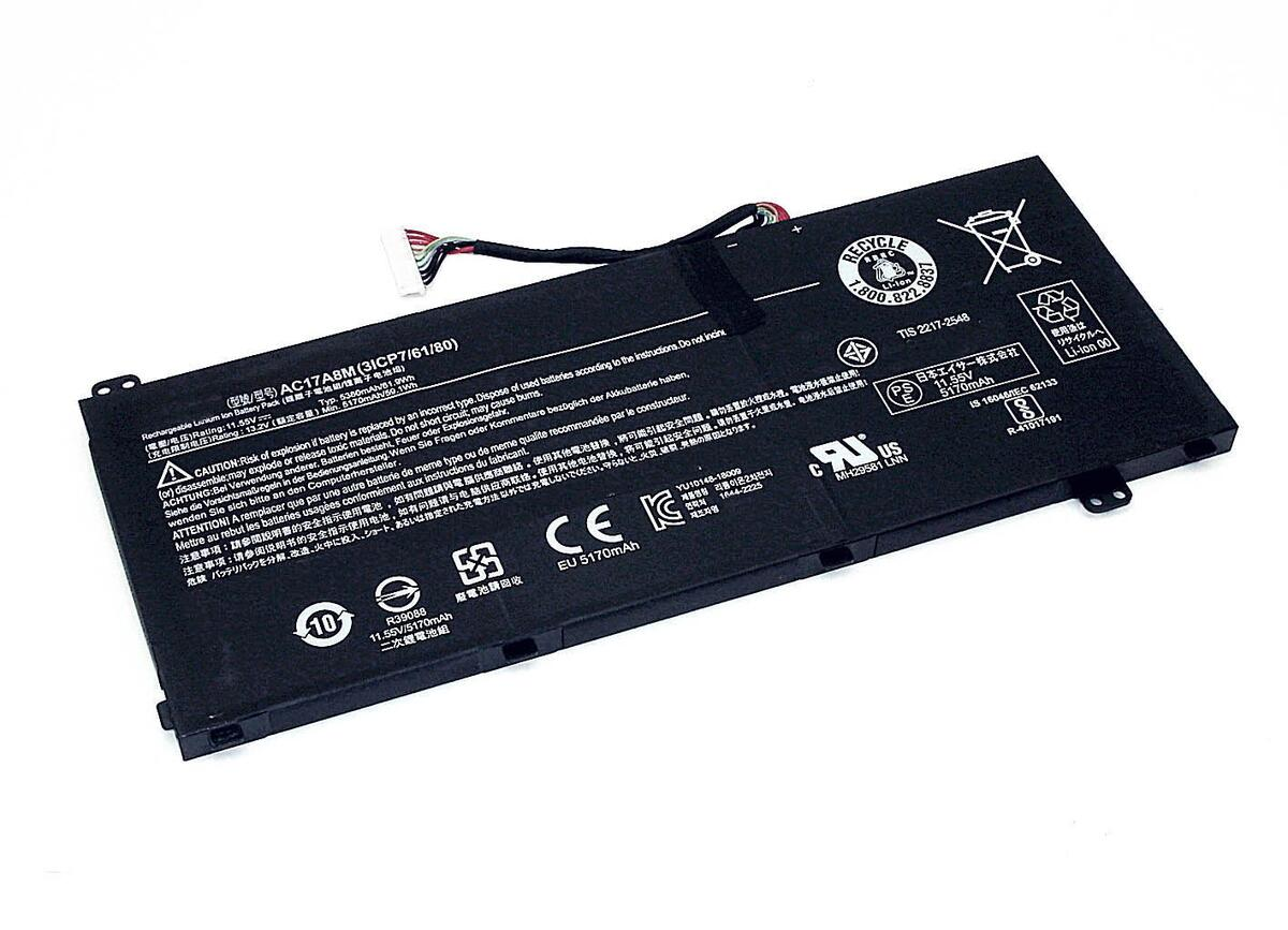 АКБ AC17A8M для ноутбука Acer Spin 3 SP314-52 11.55V 5360mAh черная (Org)