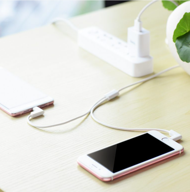 USB кабель Lightning HOCO X12 (2 в 1) Lightning+ micro USB (120см. 2.4A) (магнитные наконечники)