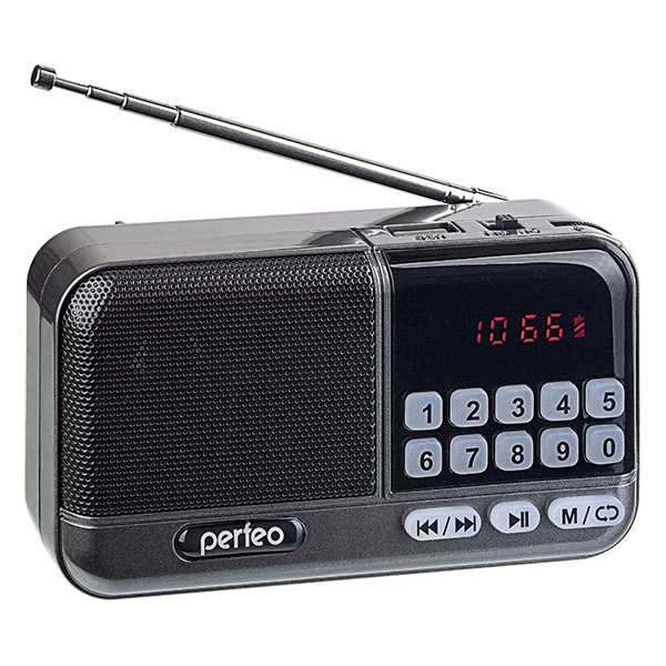 Радиоприемник цифровой Perfeo ASPEN FM+ 87.5-108МГц/ MP3/ питание USB или 18650, серый