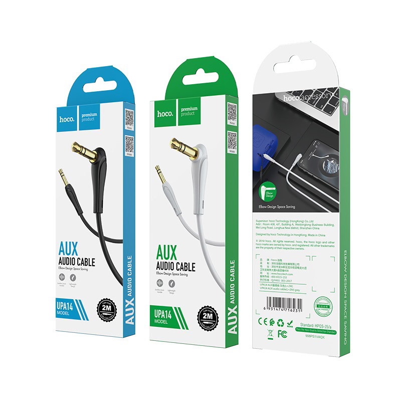 Кабель AUX джек 3,5 выход/3,5 выход HOCO UPA14 (200см), черный