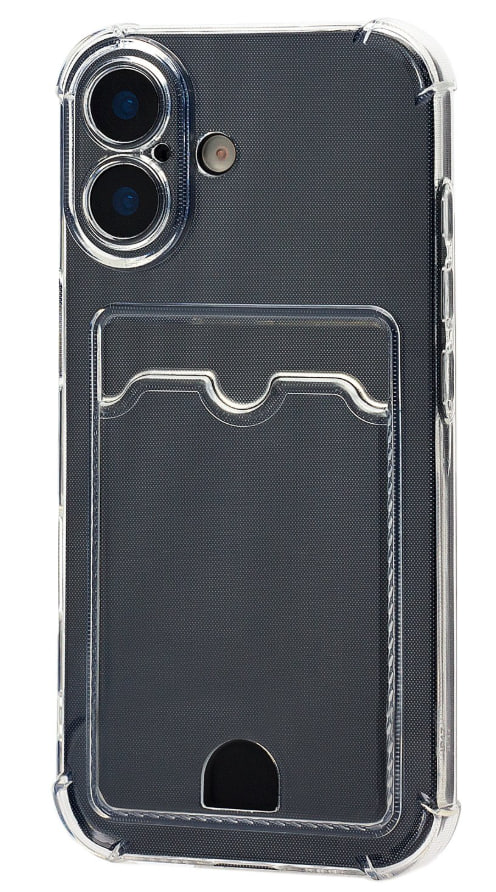 Чехол силиконовый с визитницей для iPhone 17, прозрачный