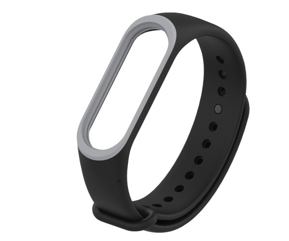 Ремешок силиконовый для Mi Band 5/ 6, черно-серый