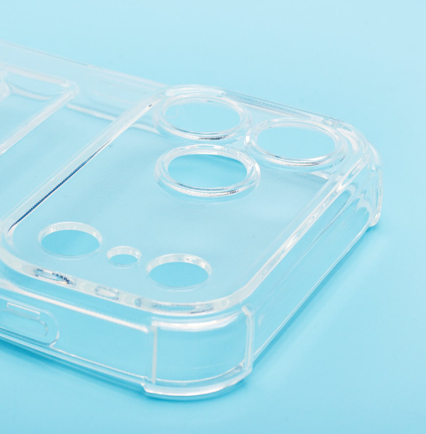 Чехол силиконовый с визитницей для iPhone 17 Pro, прозрачный