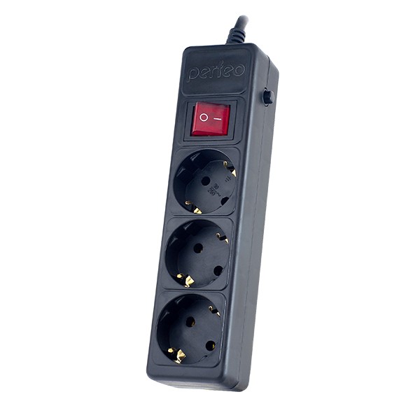 Сетевой фильтр Perfeo Power+ 3 розетки, кабель 5м, черный