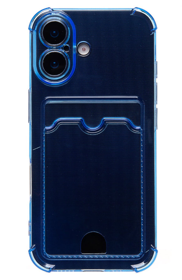 Чехол силиконовый с визитницей для iPhone 17, темно-синий