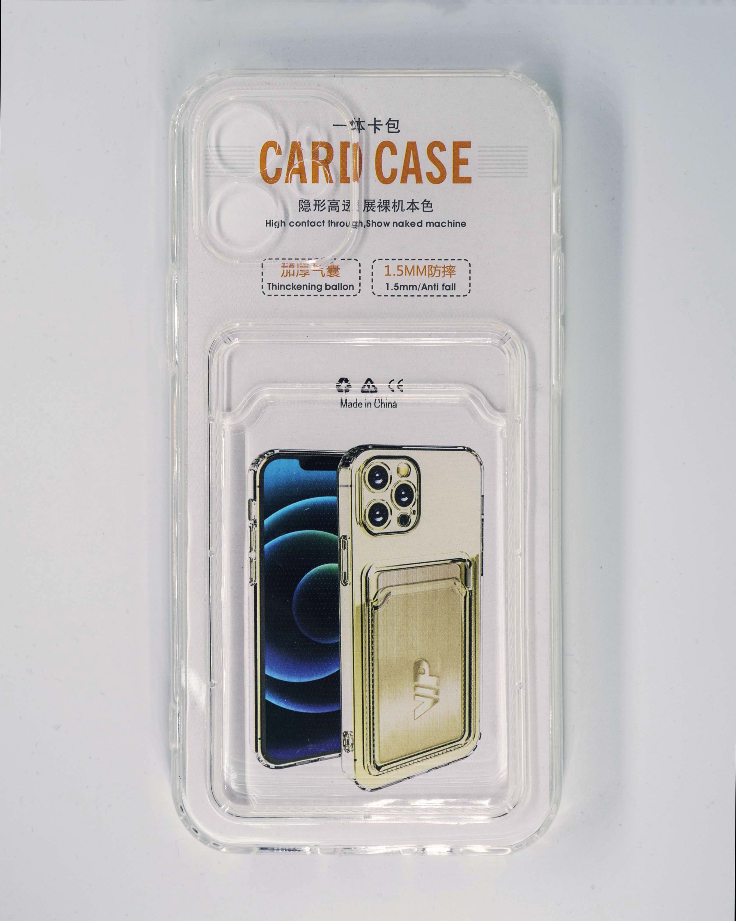 Чехол силиконовый с визитницей iPhone 12, прозрачный