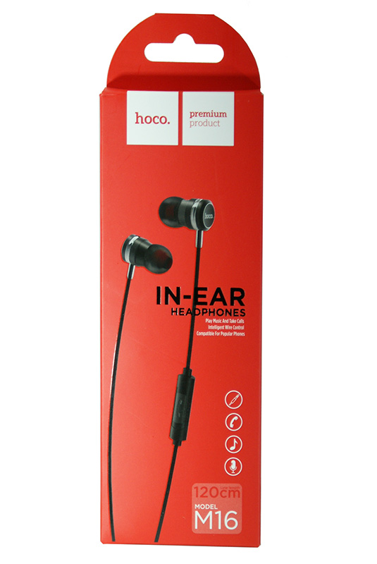 Наушники HOCO M16 Ling Sound Metal с микрофоном, черные