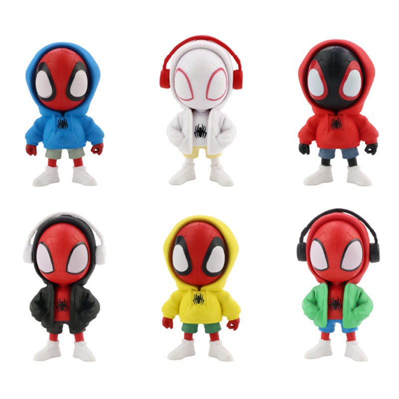 Набор аниме фигурок из 6-и штук ПАУКИ В ТОЛСТОВКАХ 9 см.