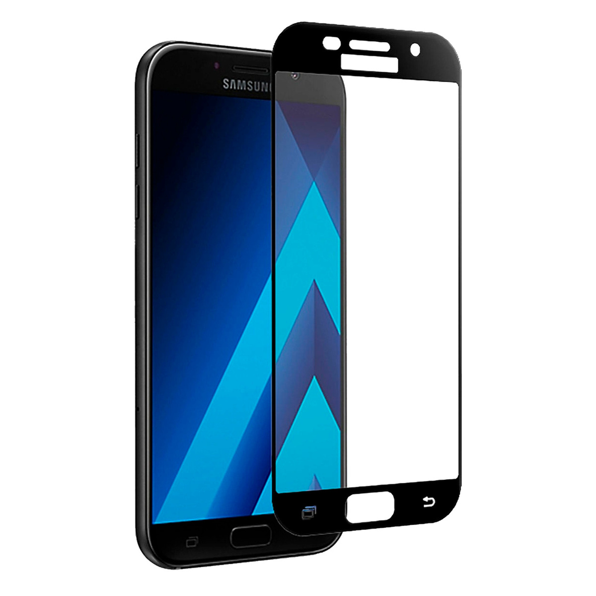 Защитное стекло Samsung A5 SM-A520 полное покрытие, черное (тех упаковка)