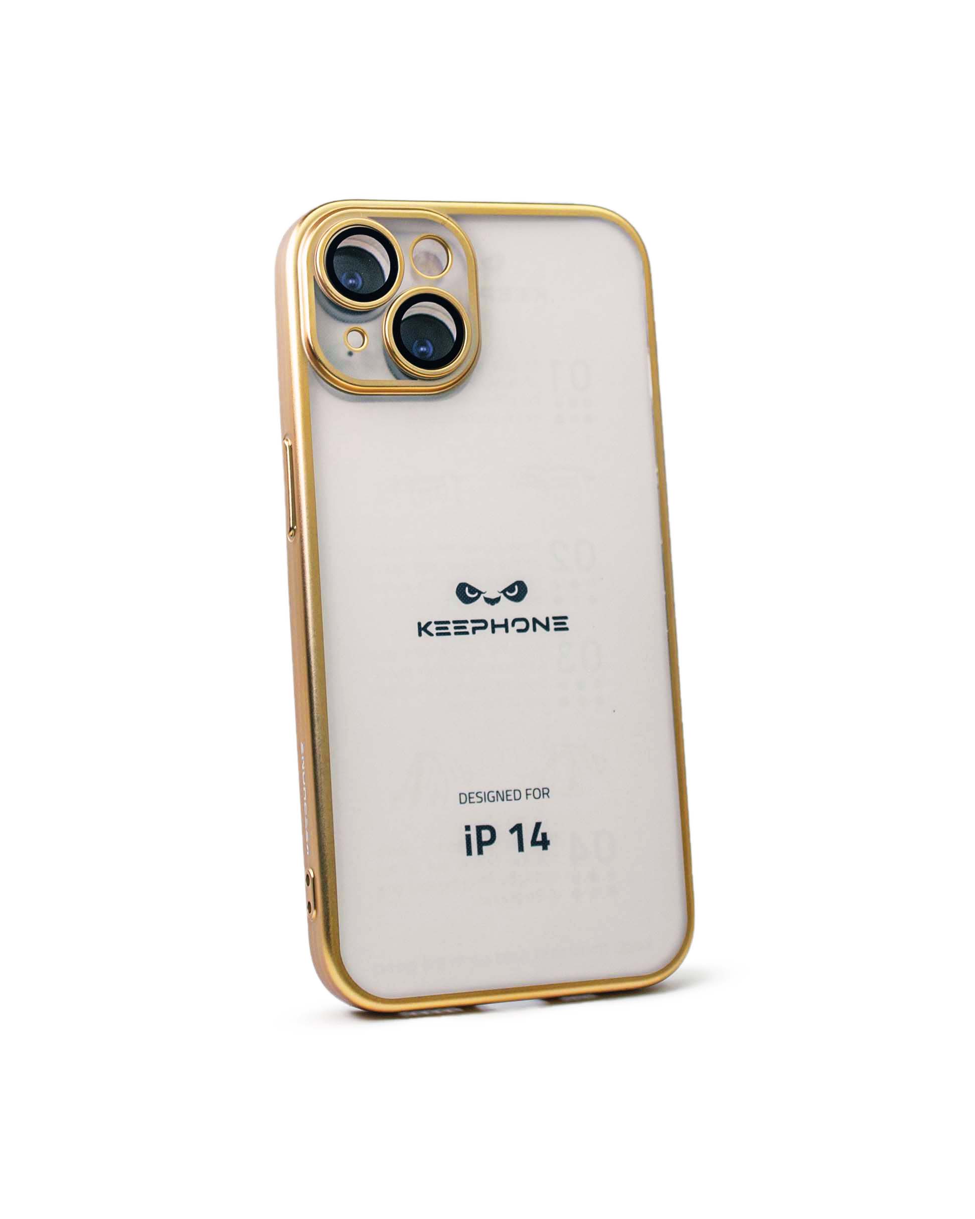 Чехол KeepHone iPhone 14 с защитной линзой, золото