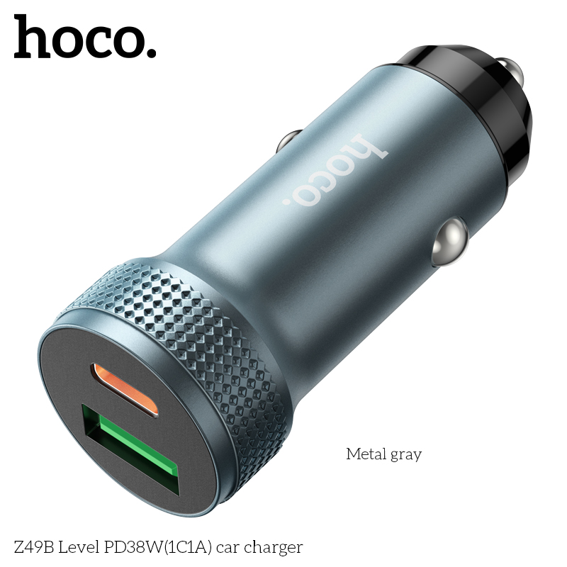 Автомобильный адаптер HOCO Z49B Level PD38W (1C1A) car charger, серый
